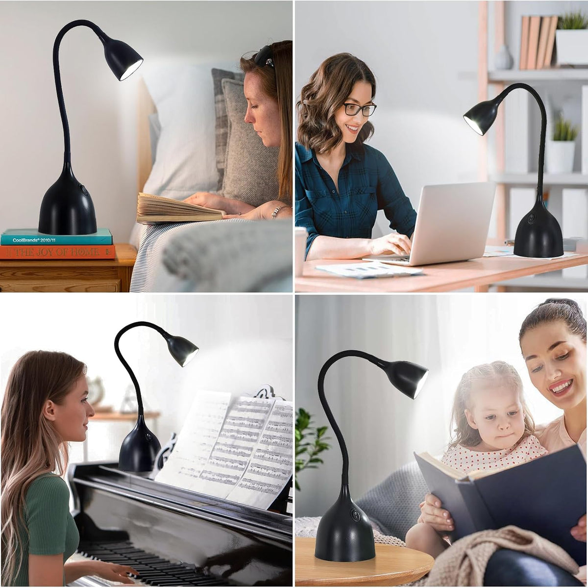 EJIAXIN Desk Lamp for Home Office, LED Reading Light, Black