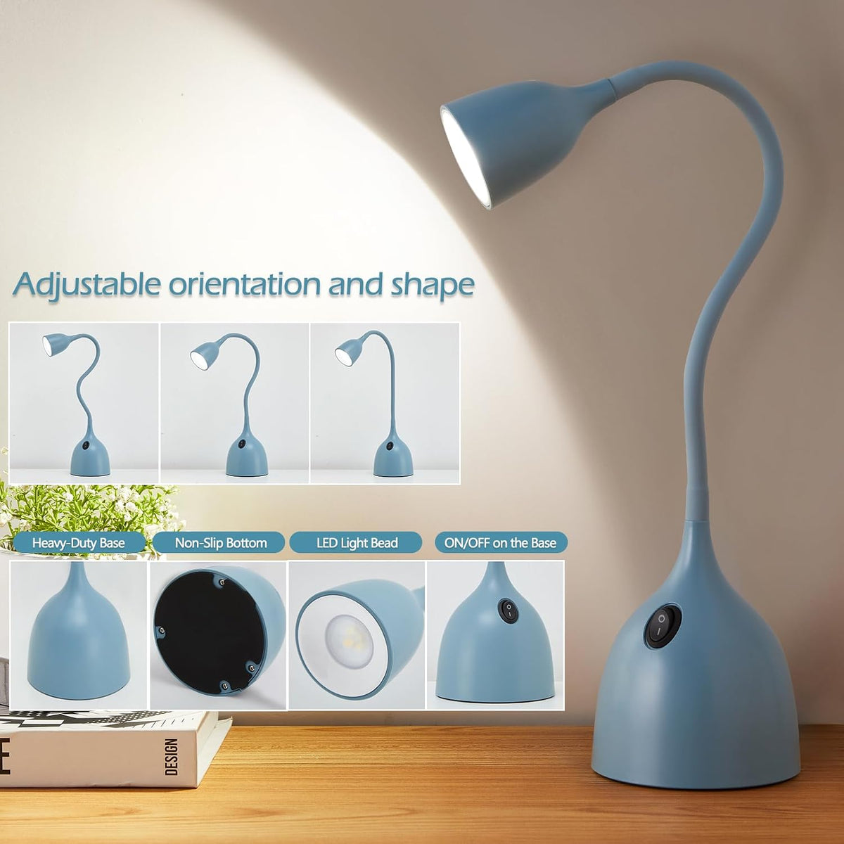 EJIAXIN Desk Lamp for Home Office, LED Reading Light, Black
