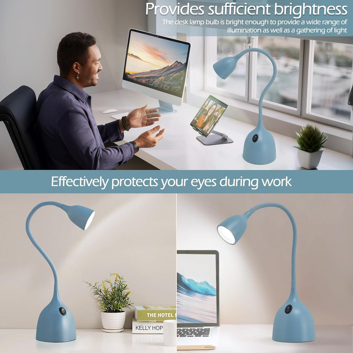 EJIAXIN Desk Lamp for Home Office, LED Reading Light, Black
