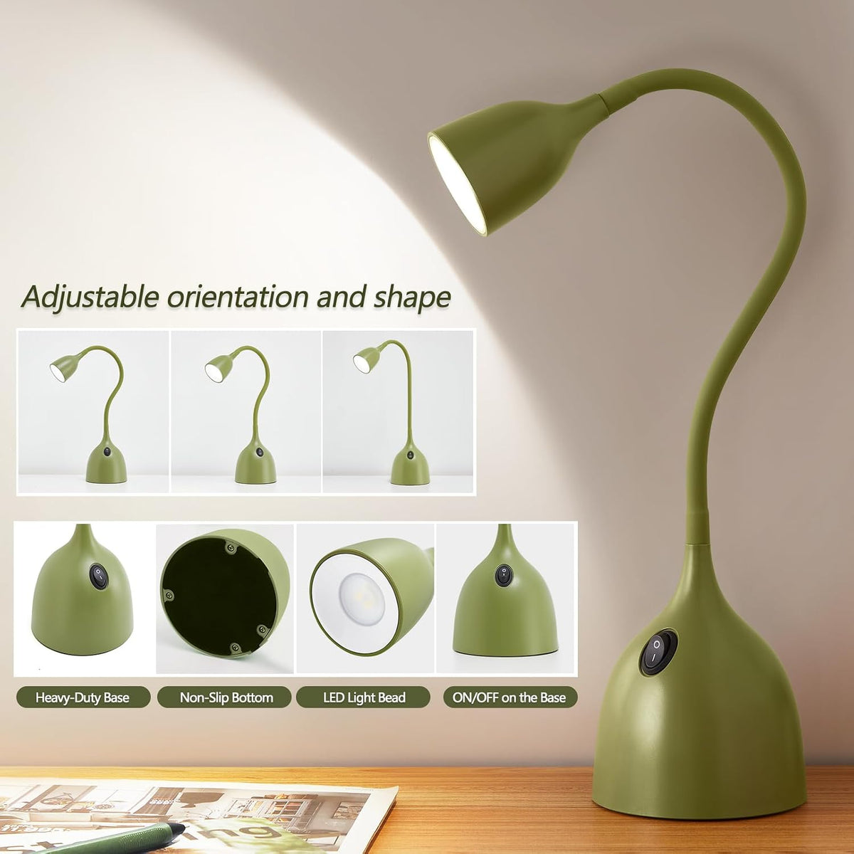EJIAXIN Desk Lamp for Home Office, LED Reading Light, Black