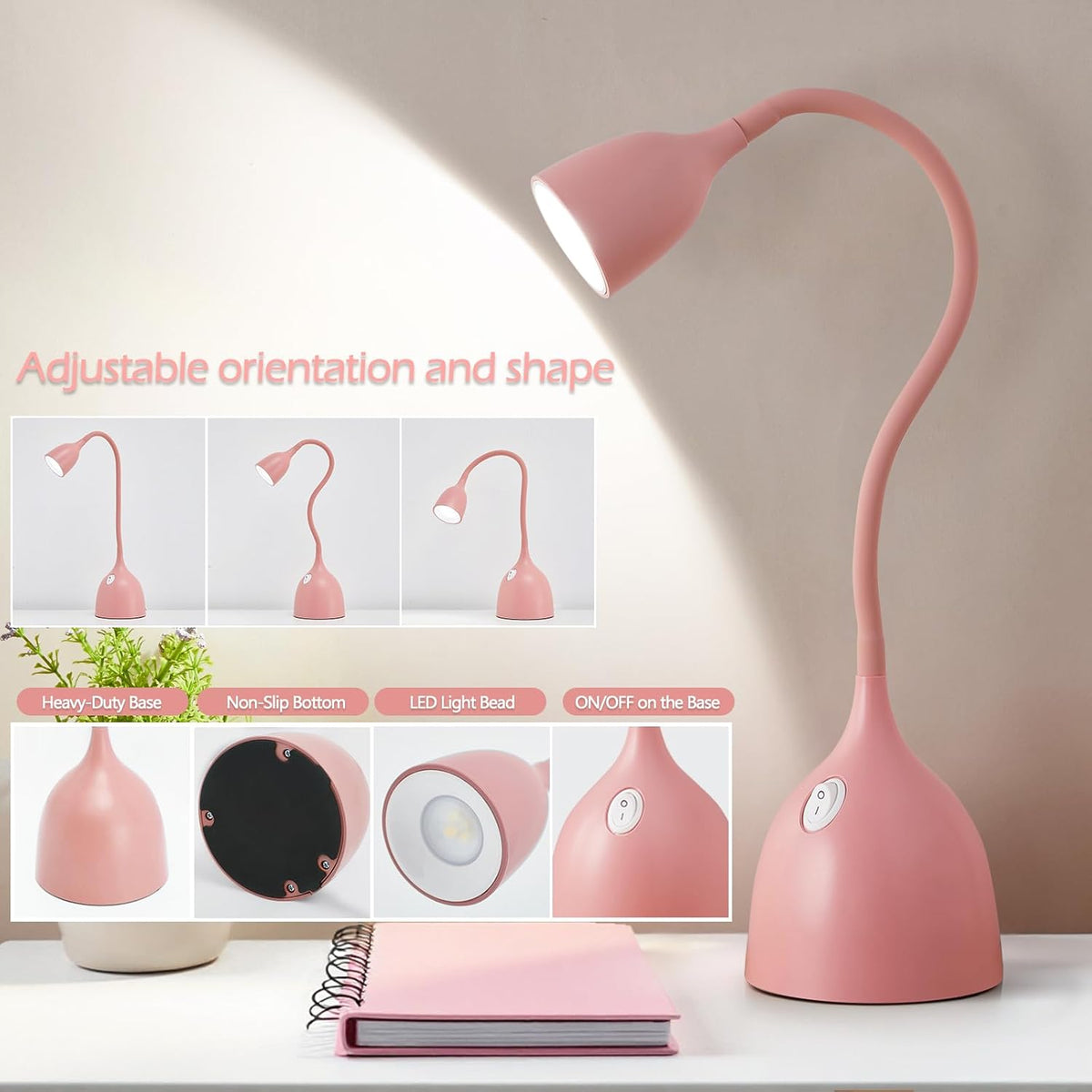EJIAXIN Desk Lamp for Home Office, LED Reading Light, Black
