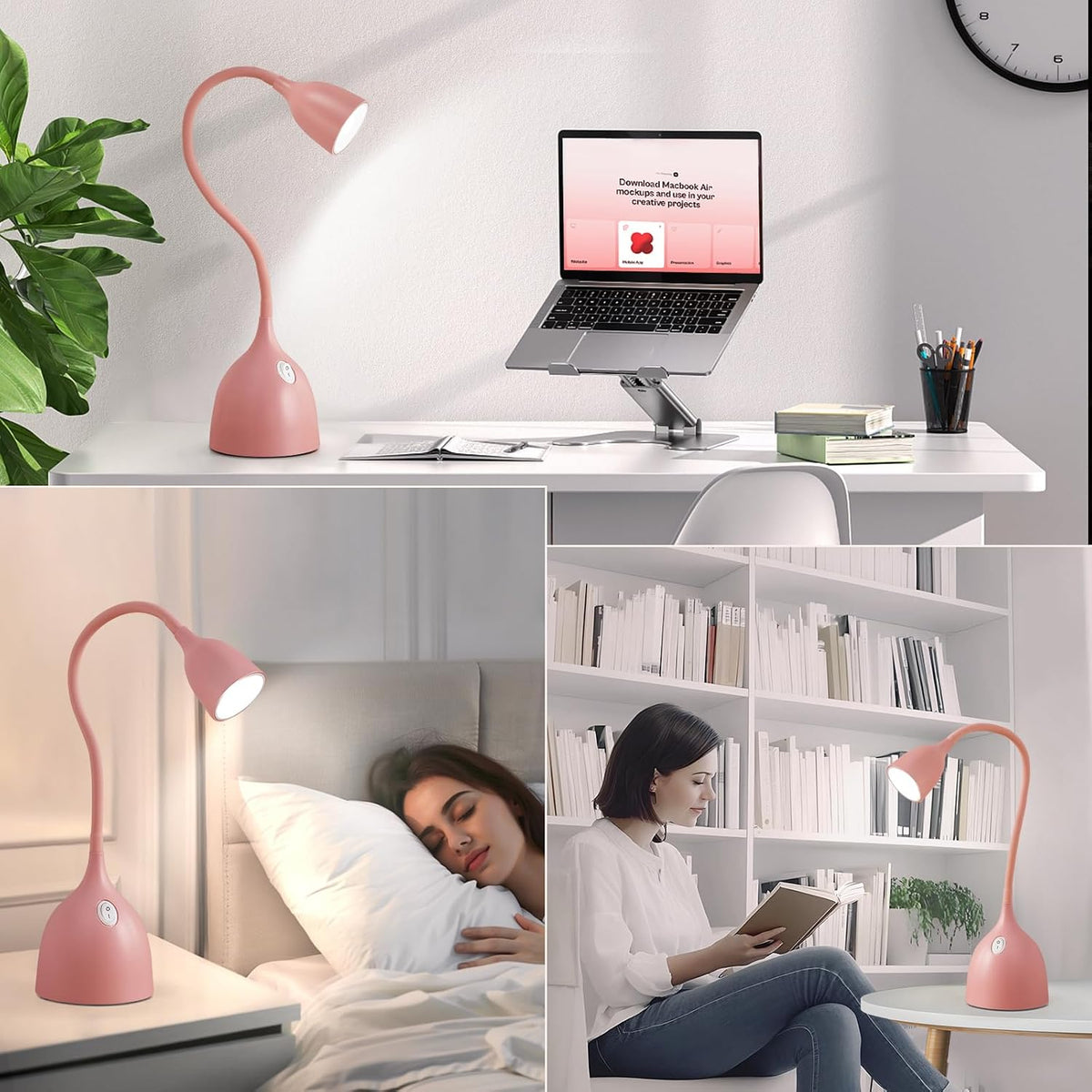 EJIAXIN Desk Lamp for Home Office, LED Reading Light, Black