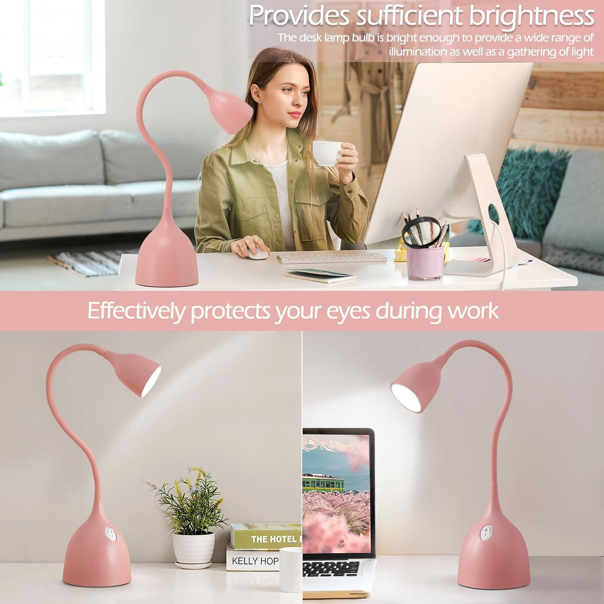 EJIAXIN Desk Lamp for Home Office, LED Reading Light, Black