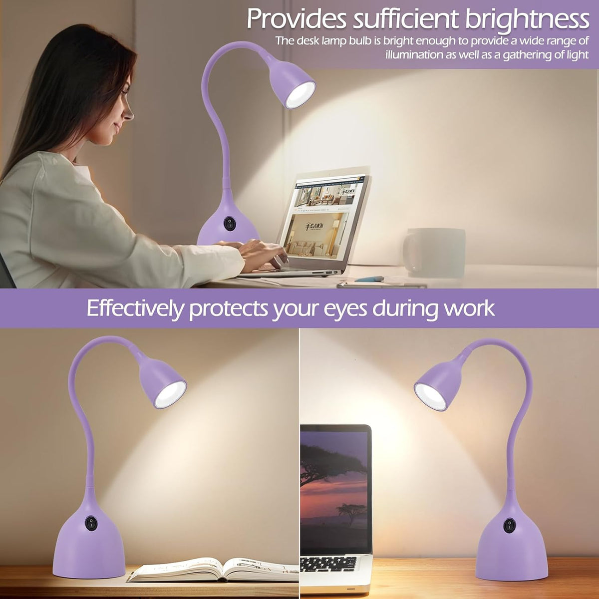 EJIAXIN Desk Lamp for Home Office, LED Reading Light, Black