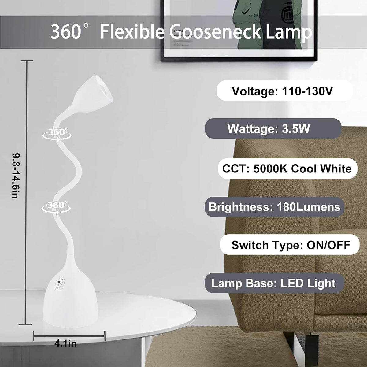 EJIAXIN Desk Lamp for Home Office, LED Reading Light, Black