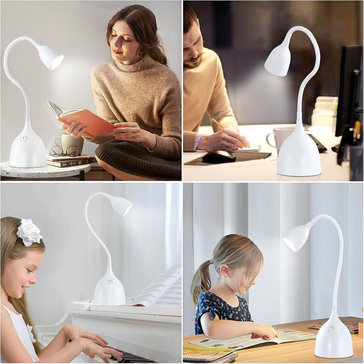 EJIAXIN Desk Lamp for Home Office, LED Reading Light, Black