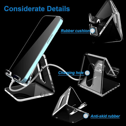 Acrylic Cell Phone Stand, Portable Clear Phone Stand for Desk, Compatible with Phone16 15 14 13 Pro Max Mini 12 11 Plus SE, Switch, Android Smartphone, Pad, Tablet, Desk Accessories