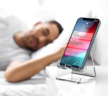 Acrylic Cell Phone Stand, Portable Clear Phone Stand for Desk, Compatible with Phone16 15 14 13 Pro Max Mini 12 11 Plus SE, Switch, Android Smartphone, Pad, Tablet, Desk Accessories