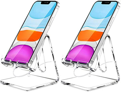 Acrylic Cell Phone Stand, Portable Clear Phone Stand for Desk, Compatible with Phone16 15 14 13 Pro Max Mini 12 11 Plus SE, Switch, Android Smartphone, Pad, Tablet, Desk Accessories