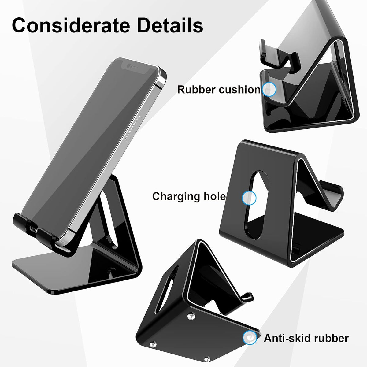 Acrylic Cell Phone Stand, Portable Clear Phone Stand for Desk, Compatible with Phone16 15 14 13 Pro Max Mini 12 11 Plus SE, Switch, Android Smartphone, Pad, Tablet, Desk Accessories