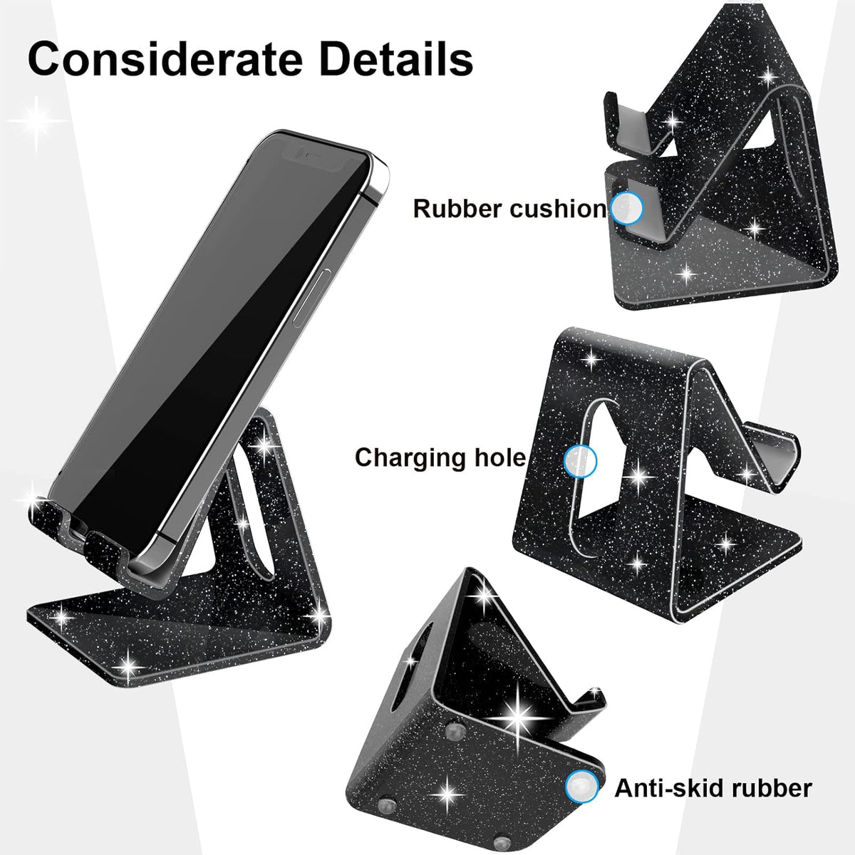Acrylic Cell Phone Stand, Portable Clear Phone Stand for Desk, Compatible with Phone16 15 14 13 Pro Max Mini 12 11 Plus SE, Switch, Android Smartphone, Pad, Tablet, Desk Accessories