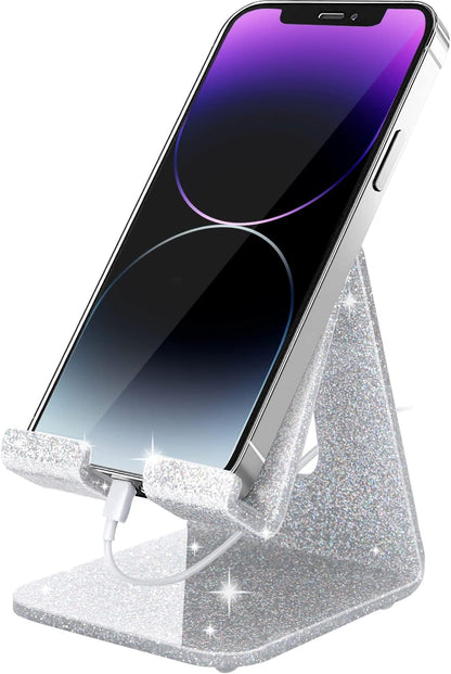 Acrylic Cell Phone Stand, Portable Clear Phone Stand for Desk, Compatible with Phone16 15 14 13 Pro Max Mini 12 11 Plus SE, Switch, Android Smartphone, Pad, Tablet, Desk Accessories