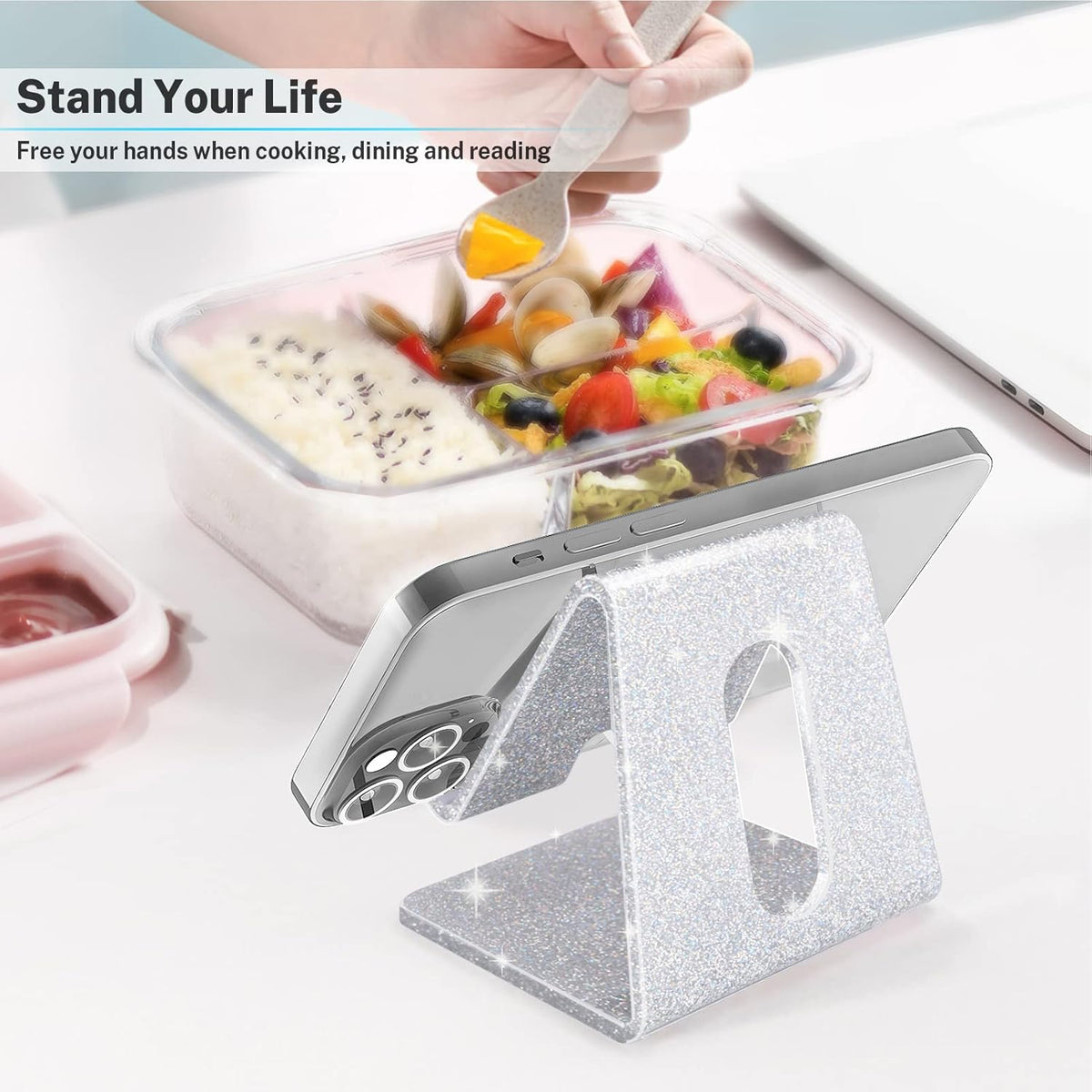 Acrylic Cell Phone Stand, Portable Clear Phone Stand for Desk, Compatible with Phone16 15 14 13 Pro Max Mini 12 11 Plus SE, Switch, Android Smartphone, Pad, Tablet, Desk Accessories