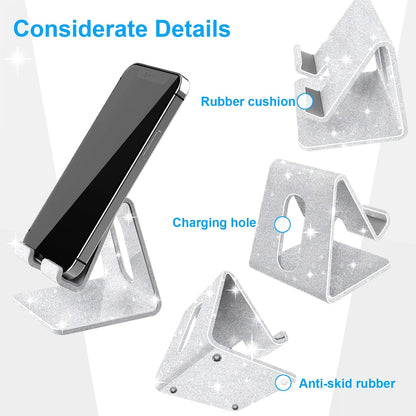 Acrylic Cell Phone Stand, Portable Clear Phone Stand for Desk, Compatible with Phone16 15 14 13 Pro Max Mini 12 11 Plus SE, Switch, Android Smartphone, Pad, Tablet, Desk Accessories