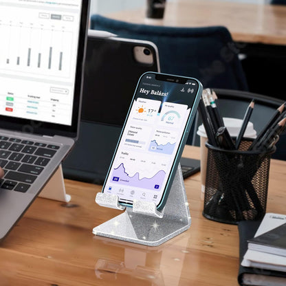 Acrylic Cell Phone Stand, Portable Clear Phone Stand for Desk, Compatible with Phone16 15 14 13 Pro Max Mini 12 11 Plus SE, Switch, Android Smartphone, Pad, Tablet, Desk Accessories
