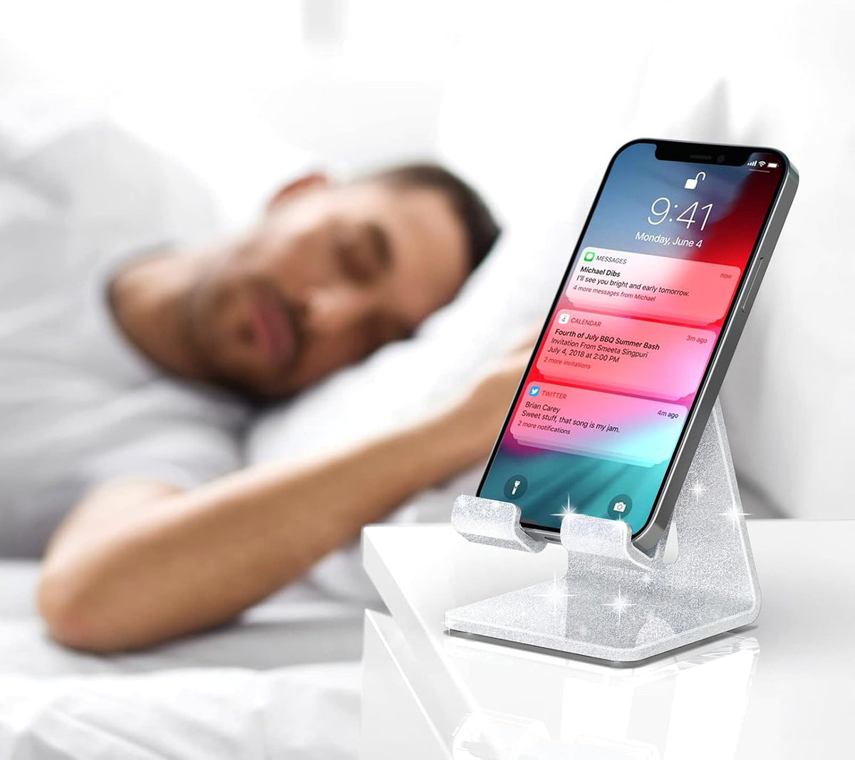 Acrylic Cell Phone Stand, Portable Clear Phone Stand for Desk, Compatible with Phone16 15 14 13 Pro Max Mini 12 11 Plus SE, Switch, Android Smartphone, Pad, Tablet, Desk Accessories