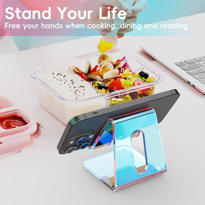 Acrylic Cell Phone Stand, Portable Clear Phone Stand for Desk, Compatible with Phone16 15 14 13 Pro Max Mini 12 11 Plus SE, Switch, Android Smartphone, Pad, Tablet, Desk Accessories