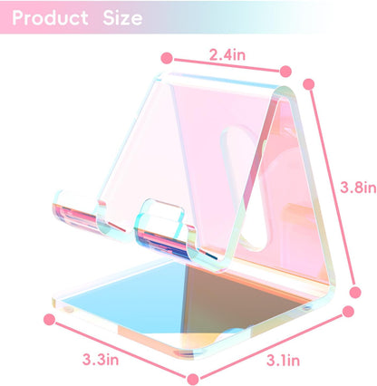 Acrylic Cell Phone Stand, Portable Clear Phone Stand for Desk, Compatible with Phone16 15 14 13 Pro Max Mini 12 11 Plus SE, Switch, Android Smartphone, Pad, Tablet, Desk Accessories