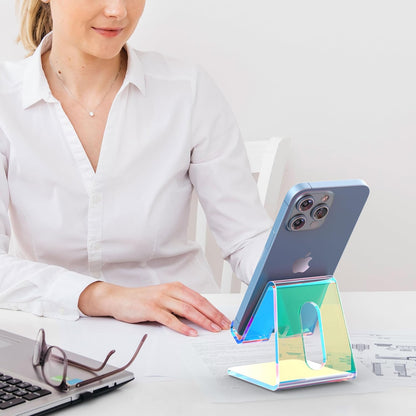 Acrylic Cell Phone Stand, Portable Clear Phone Stand for Desk, Compatible with Phone16 15 14 13 Pro Max Mini 12 11 Plus SE, Switch, Android Smartphone, Pad, Tablet, Desk Accessories