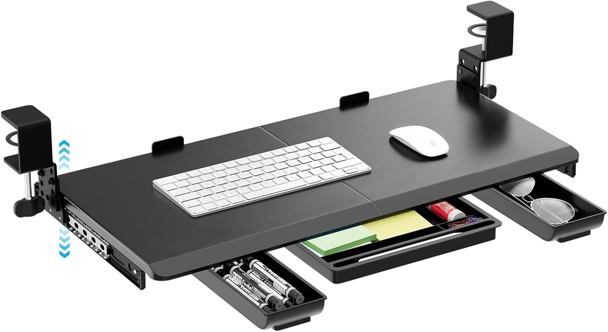 27" x 12" Height Adjustable Keyboard Tray Under Desk with Drawer