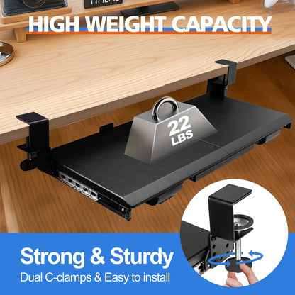 27" x 12" Height Adjustable Keyboard Tray Under Desk with Drawer