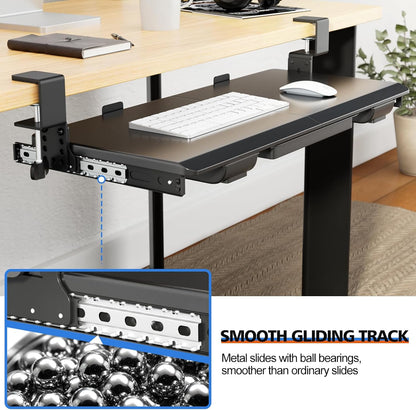 27" x 12" Height Adjustable Keyboard Tray Under Desk with Drawer