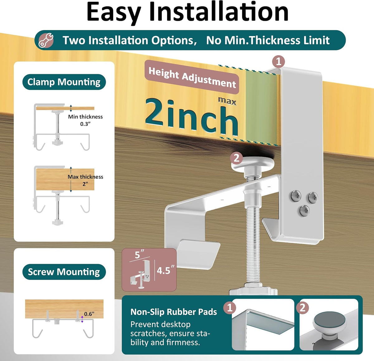 Under Desk Cable Management Tray - Under Desk Cord Management - Clamp/Screw Mount - Fabric Wire Management - Cable Raceways Tray Cord Hiders for Office/Home (Black, 35.8"×5.6")