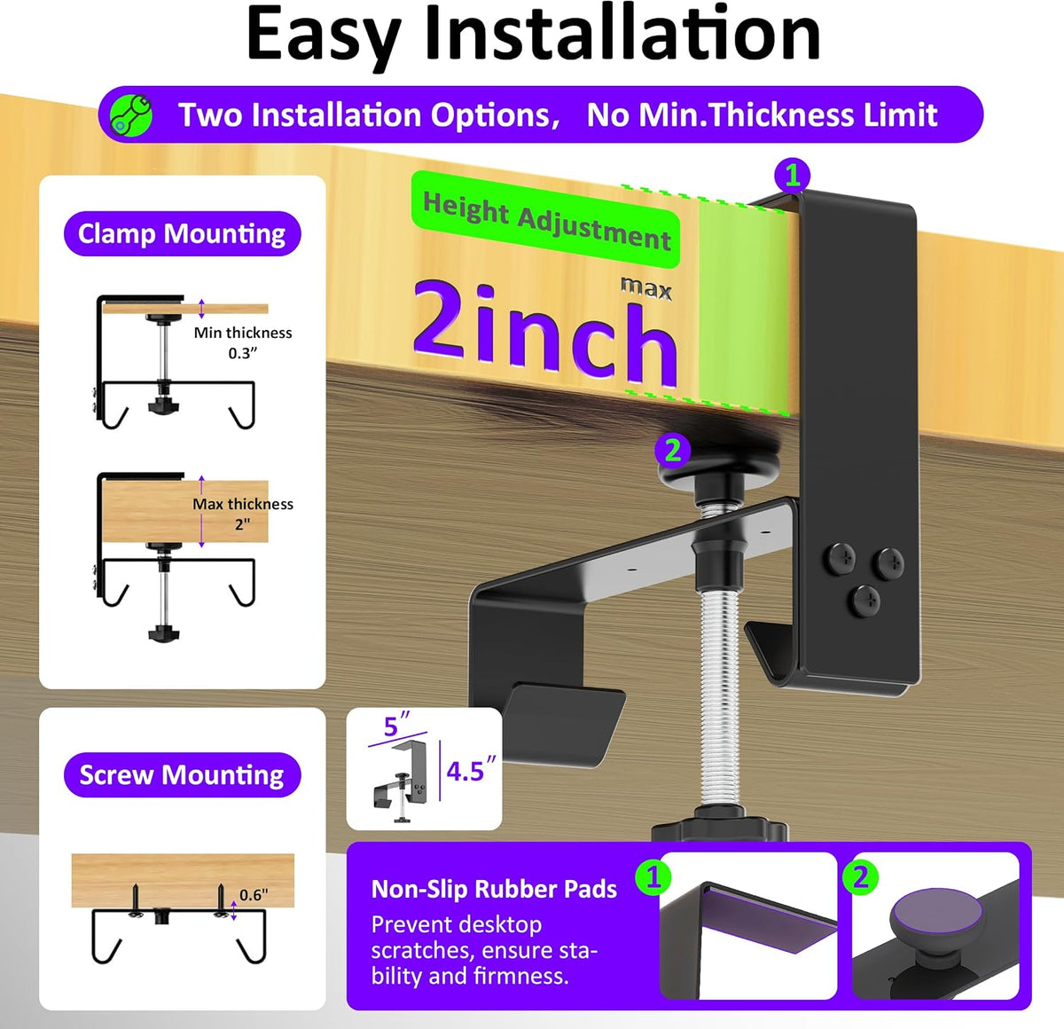 Under Desk Cable Management Tray - Under Desk Cord Management - Clamp/Screw Mount - Fabric Wire Management - Cable Raceways Tray Cord Hiders for Office/Home (Black, 35.8"×5.6")