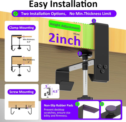 Under Desk Cable Management Tray - Under Desk Cord Management - Clamp/Screw Mount - Fabric Wire Management - Cable Raceways Tray Cord Hiders for Office/Home (Black, 35.8"×5.6")