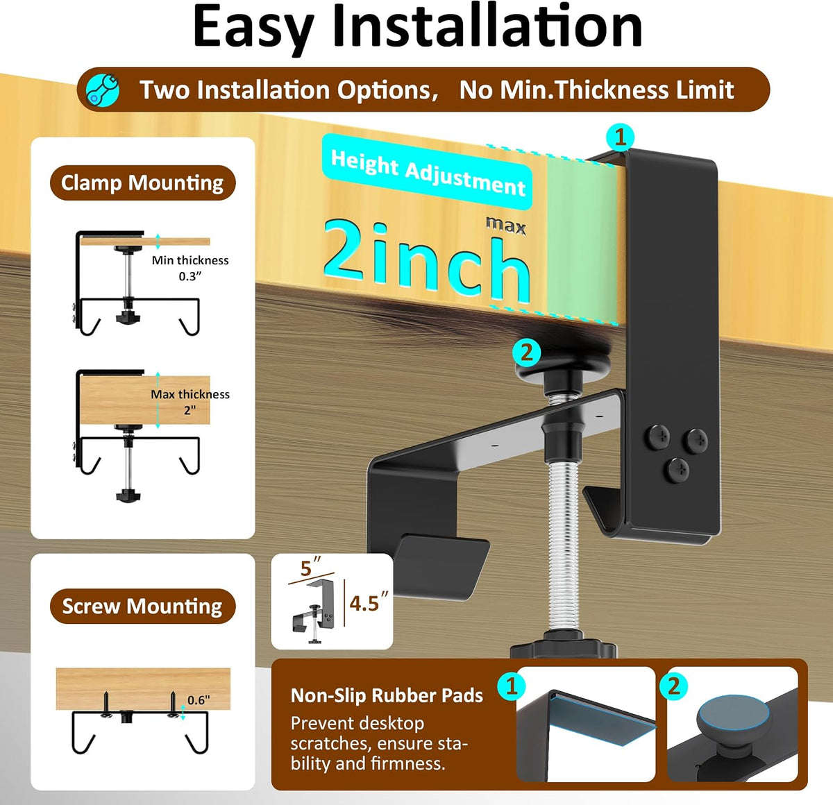 Under Desk Cable Management Tray - Under Desk Cord Management - Clamp/Screw Mount - Fabric Wire Management - Cable Raceways Tray Cord Hiders for Office/Home (Black, 35.8"×5.6")