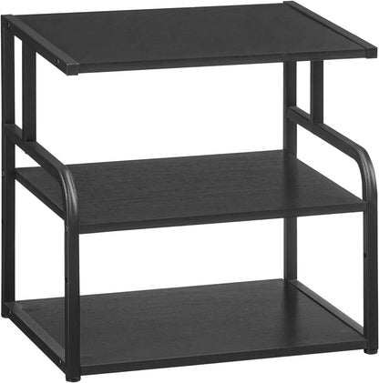 Printer Stand, 3-Tier Desktop Printer Table, Under Desk Printer Storage Office Organizer, Storage Rack with Adjustable Shelf, for Home Office, Kitchen, Living Room, Black BB06PS01
