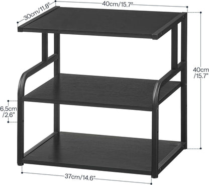 Printer Stand, 3-Tier Desktop Printer Table, Under Desk Printer Storage Office Organizer, Storage Rack with Adjustable Shelf, for Home Office, Kitchen, Living Room, Black BB06PS01