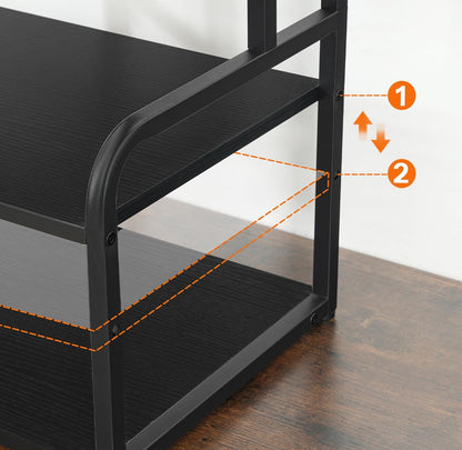 Printer Stand, 3-Tier Desktop Printer Table, Under Desk Printer Storage Office Organizer, Storage Rack with Adjustable Shelf, for Home Office, Kitchen, Living Room, Black BB06PS01