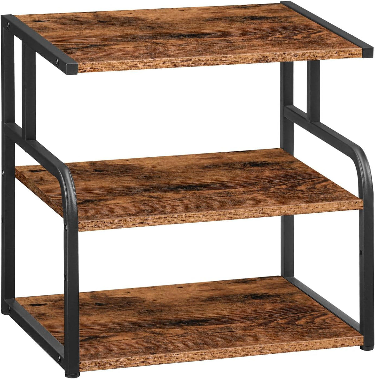 Printer Stand, 3-Tier Desktop Printer Table, Under Desk Printer Storage Office Organizer, Storage Rack with Adjustable Shelf, for Home Office, Kitchen, Living Room, Black BB06PS01