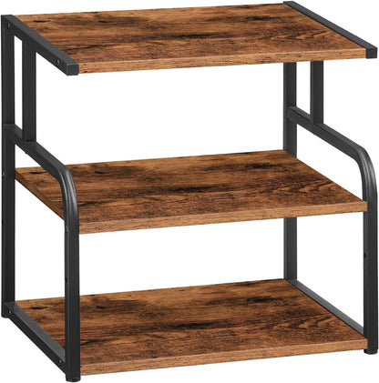Printer Stand, 3-Tier Desktop Printer Table, Under Desk Printer Storage Office Organizer, Storage Rack with Adjustable Shelf, for Home Office, Kitchen, Living Room, Black BB06PS01