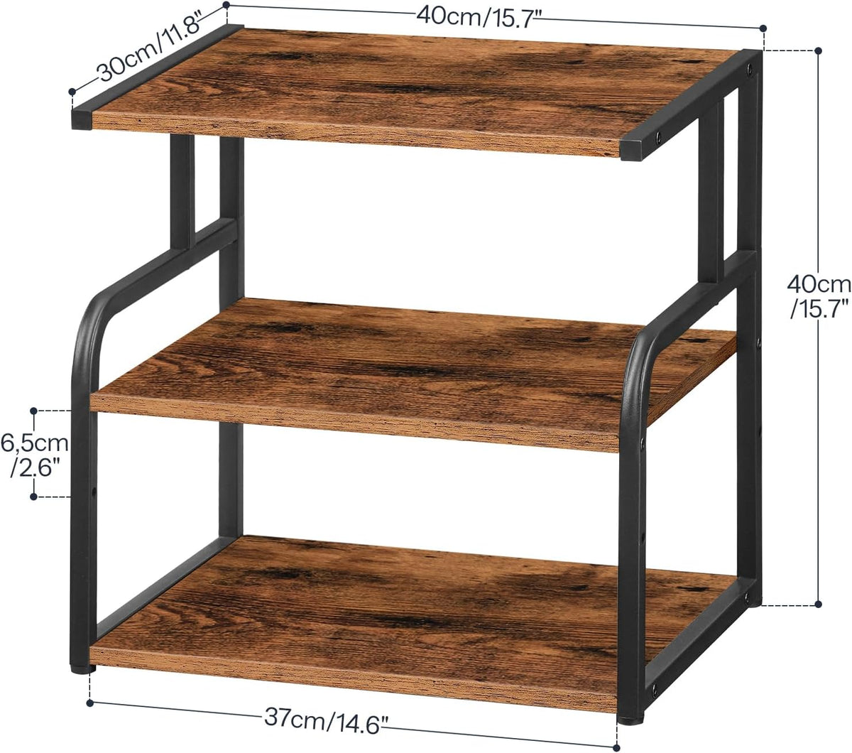 Printer Stand, 3-Tier Desktop Printer Table, Under Desk Printer Storage Office Organizer, Storage Rack with Adjustable Shelf, for Home Office, Kitchen, Living Room, Black BB06PS01