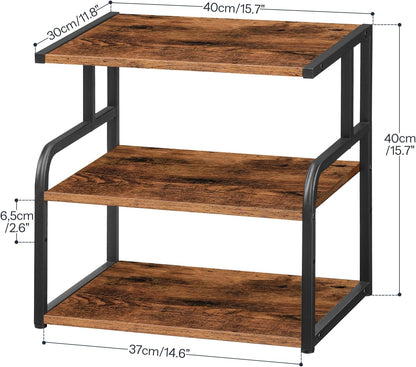 Printer Stand, 3-Tier Desktop Printer Table, Under Desk Printer Storage Office Organizer, Storage Rack with Adjustable Shelf, for Home Office, Kitchen, Living Room, Black BB06PS01