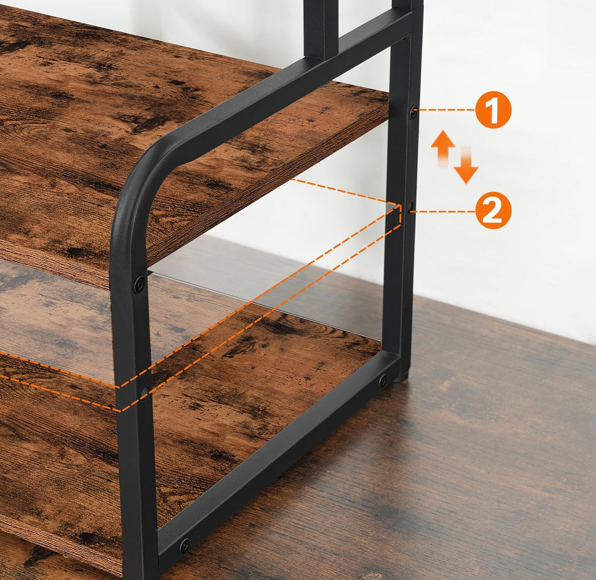 Printer Stand, 3-Tier Desktop Printer Table, Under Desk Printer Storage Office Organizer, Storage Rack with Adjustable Shelf, for Home Office, Kitchen, Living Room, Black BB06PS01