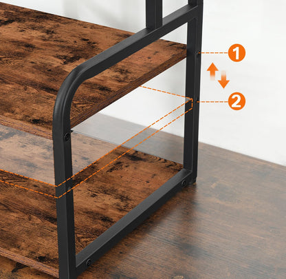 Printer Stand, 3-Tier Desktop Printer Table, Under Desk Printer Storage Office Organizer, Storage Rack with Adjustable Shelf, for Home Office, Kitchen, Living Room, Black BB06PS01