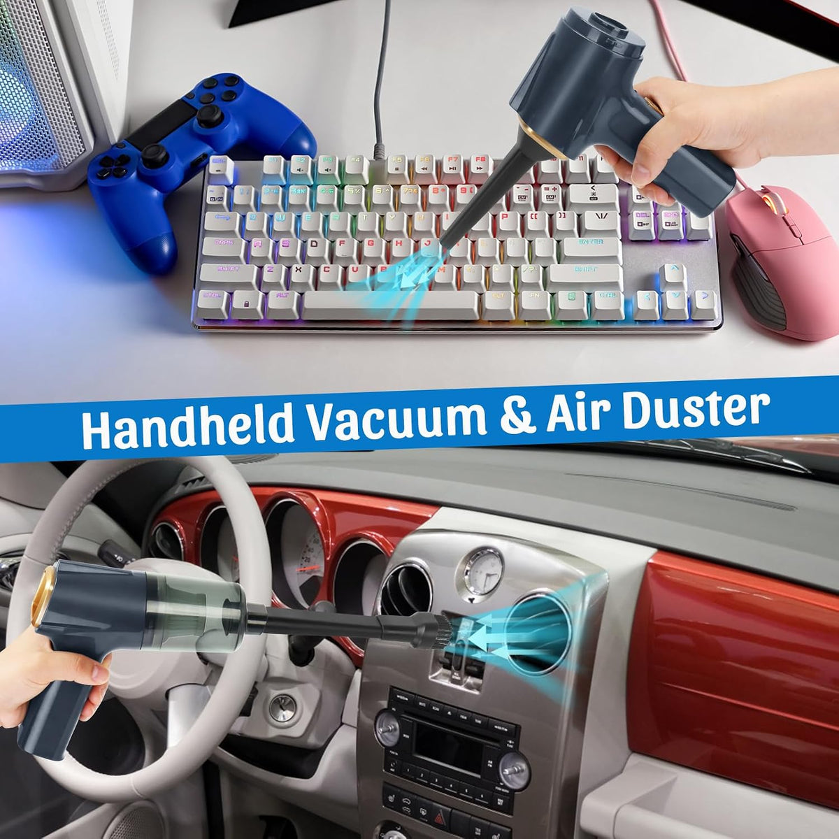 New Cordless Mini Computer Vacuum, Portable Vacuum Cleaner Keyboard Cleaner Kit - Cleaning Dust, Hairs, Crumbs, Scraps, Ash for Laptop, Keyboard, Computer,Car, Pet House, Sewing Machine