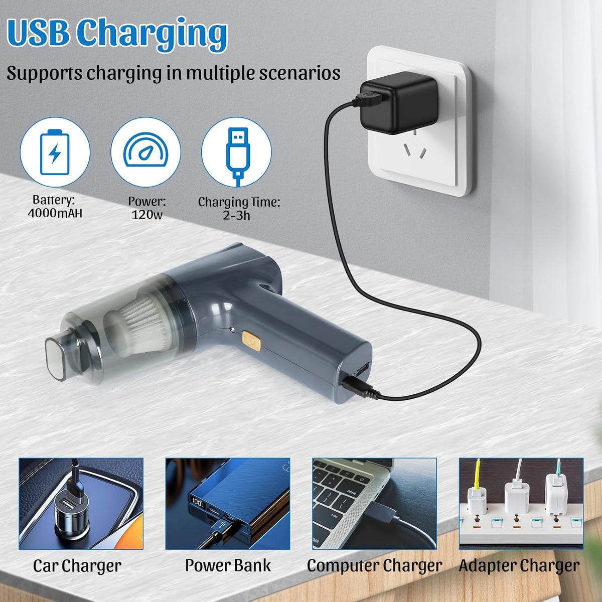 New Cordless Mini Computer Vacuum, Portable Vacuum Cleaner Keyboard Cleaner Kit - Cleaning Dust, Hairs, Crumbs, Scraps, Ash for Laptop, Keyboard, Computer,Car, Pet House, Sewing Machine
