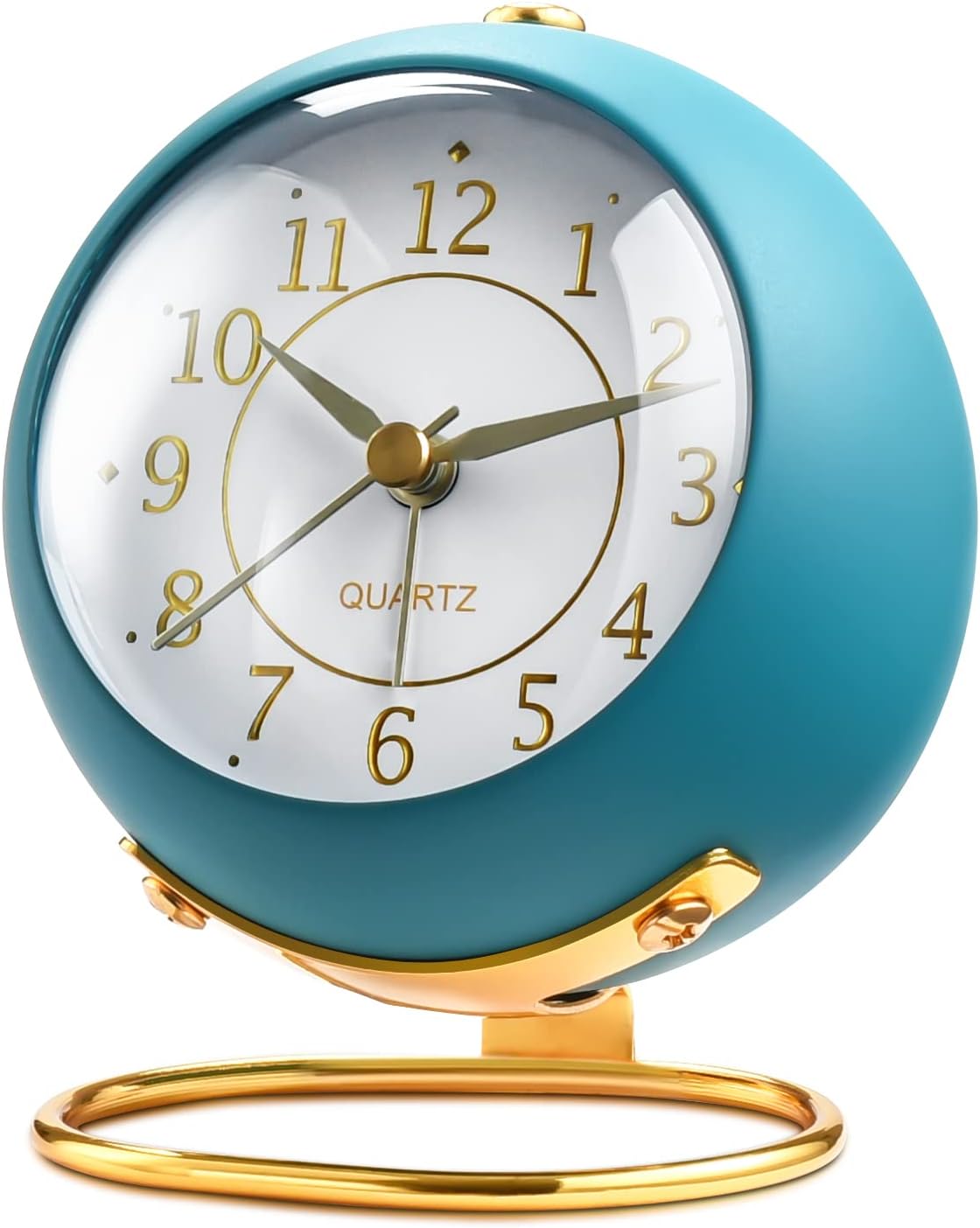 Analog Alarm Clocks,Retro Backlight Cute Simple Design Small Desk Clock with Night Light,Silent Non-Ticking,Battery Powered,for Decor,Bedrooms,Travel,Kitchen,Bedside Desktop.(White)