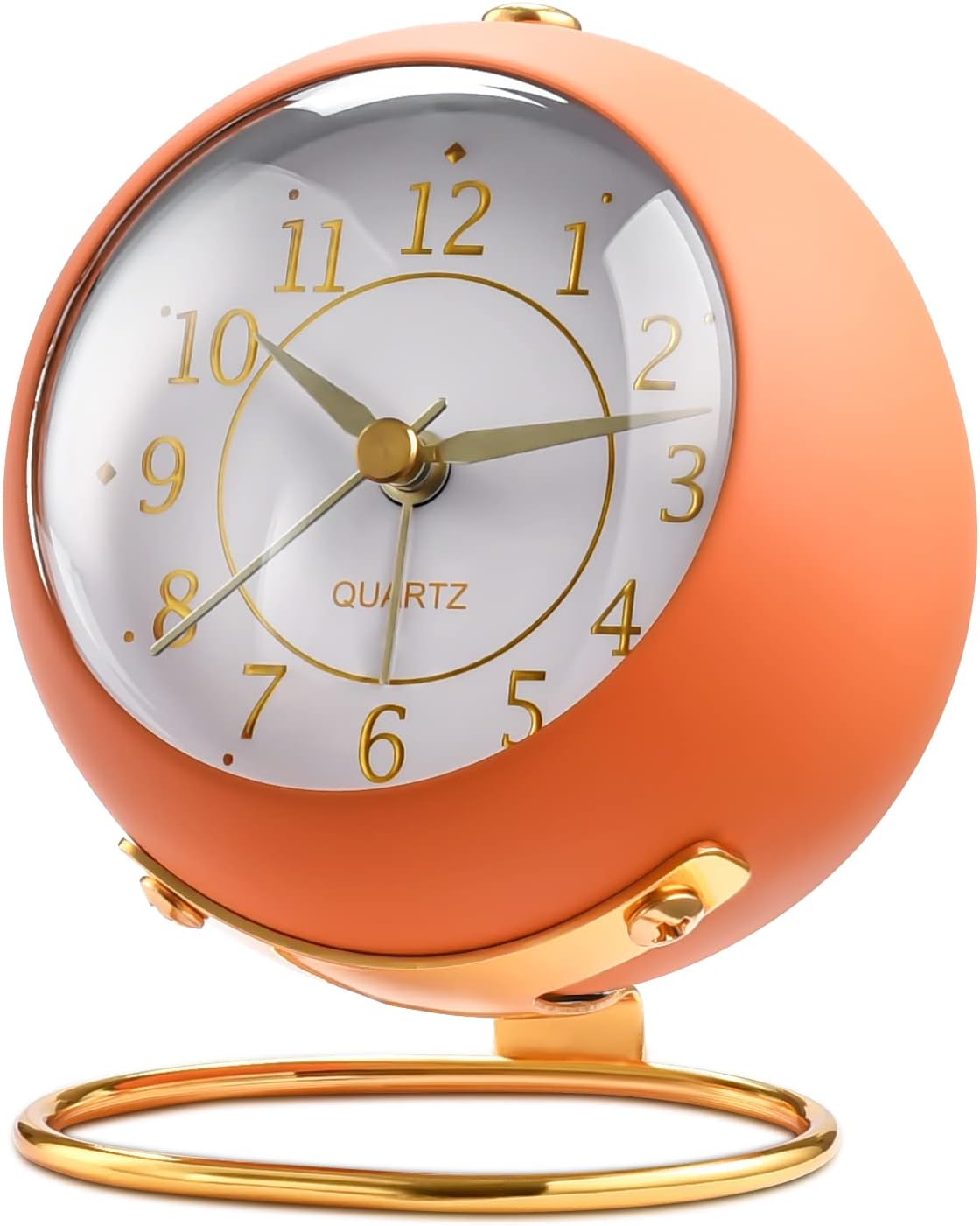 Analog Alarm Clocks,Retro Backlight Cute Simple Design Small Desk Clock with Night Light,Silent Non-Ticking,Battery Powered,for Decor,Bedrooms,Travel,Kitchen,Bedside Desktop.(White)