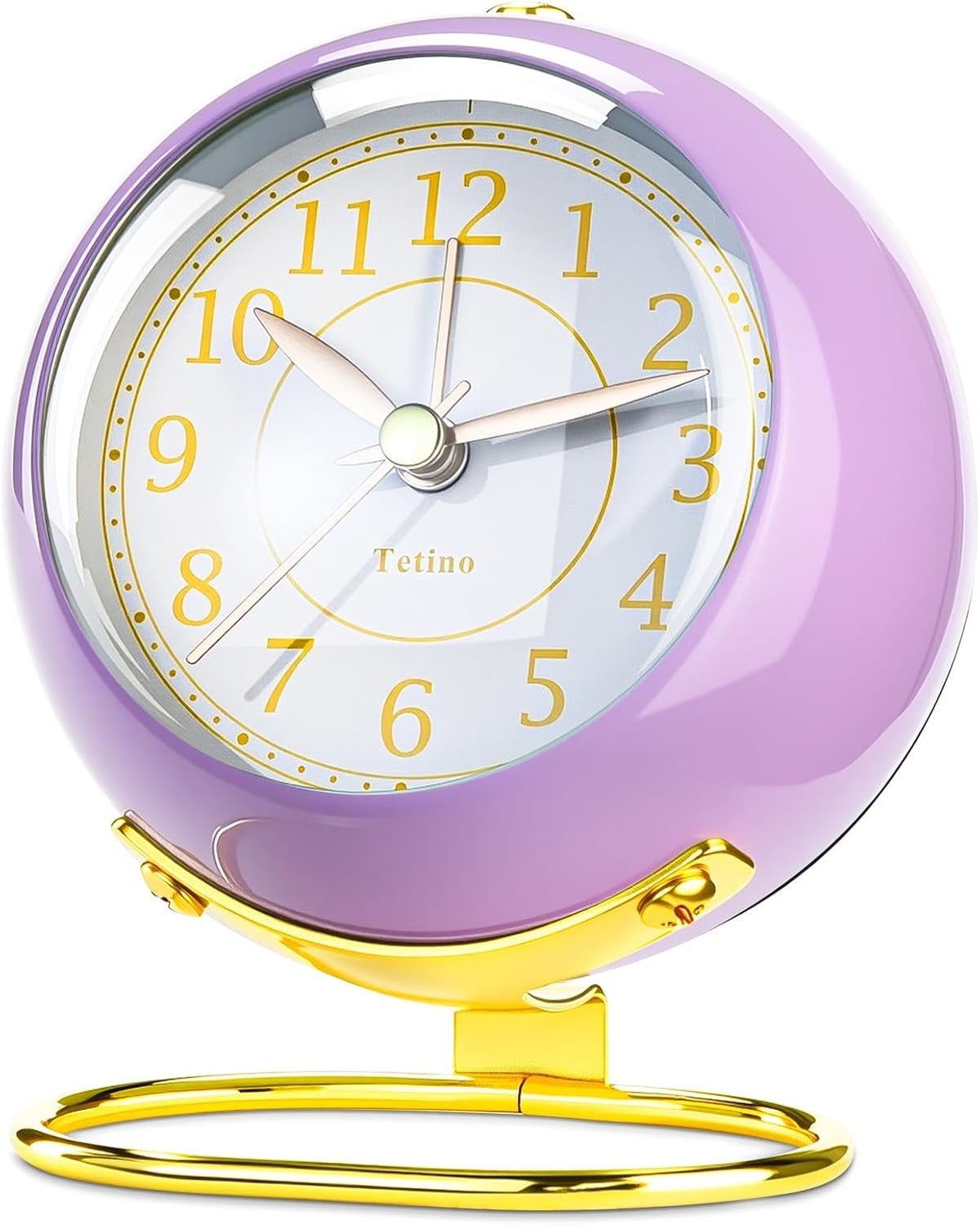 Analog Alarm Clocks,Retro Backlight Cute Simple Design Small Desk Clock with Night Light,Silent Non-Ticking,Battery Powered,for Decor,Bedrooms,Travel,Kitchen,Bedside Desktop.(White)