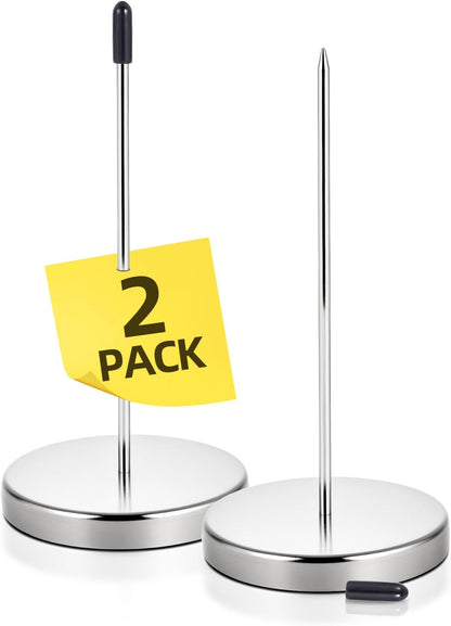 2 Pcs Desk Receipt Holder - Bill Fork Ticket Spike, Restaurant Check Spindle, Memo Holder Silver
