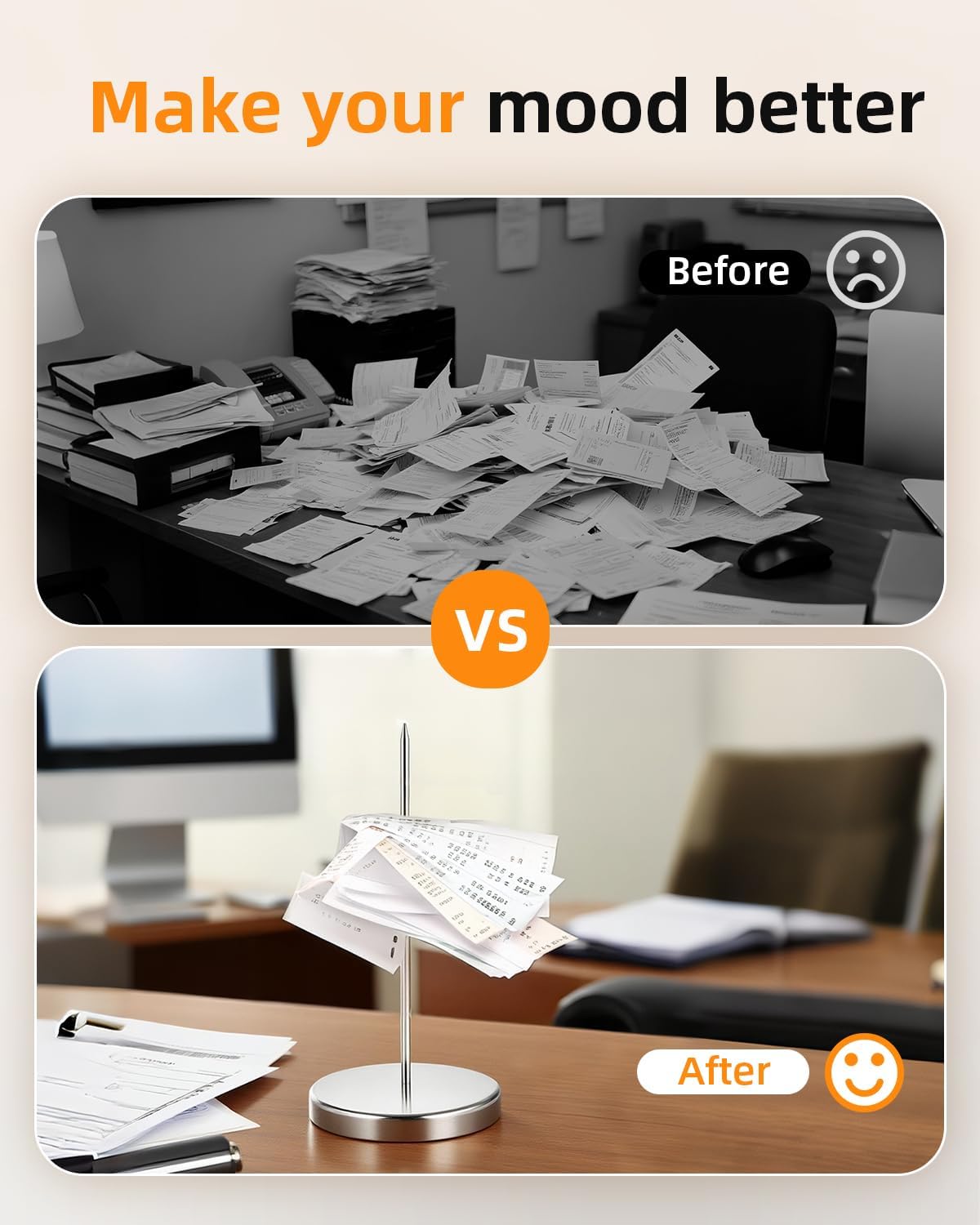 2 Pcs Desk Receipt Holder - Bill Fork Ticket Spike, Restaurant Check Spindle, Memo Holder Silver