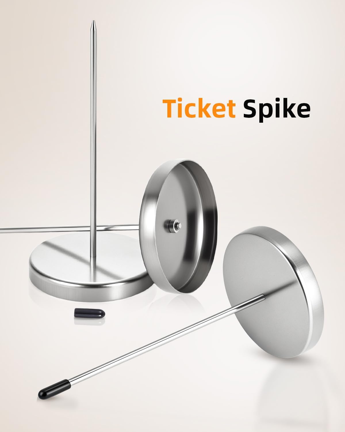 2 Pcs Desk Receipt Holder - Bill Fork Ticket Spike, Restaurant Check Spindle, Memo Holder Silver