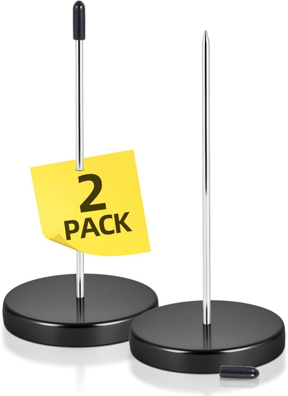 2 Pcs Desk Receipt Holder - Bill Fork Ticket Spike, Restaurant Check Spindle, Memo Holder Silver