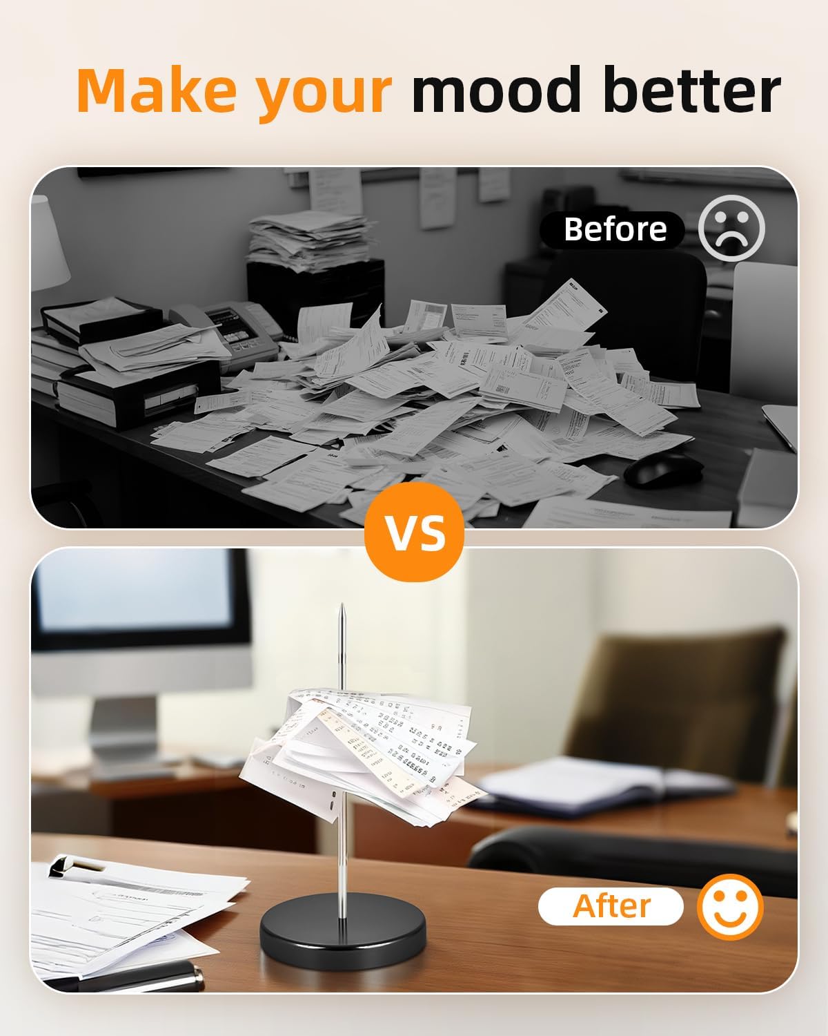 2 Pcs Desk Receipt Holder - Bill Fork Ticket Spike, Restaurant Check Spindle, Memo Holder Silver