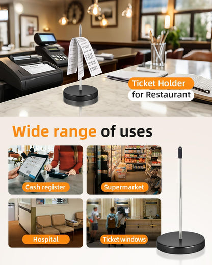 2 Pcs Desk Receipt Holder - Bill Fork Ticket Spike, Restaurant Check Spindle, Memo Holder Silver